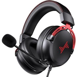 DEEBOX Gaming Headset for PS5 PS4 Xbox One Switch, Gaming Headphones with Microphone for PC Mac Laptop Computer Gamer (Red)