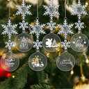 36pcs Clear Ornaments for Crafts, 3 Inch Round Clear Acrylic Blanks Ornaments with Stickers, Christmas Tree Ornament Craft, Crystal Snowflake for Christmas Tree Winter New Year Crafting Decor