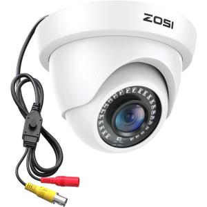 ZOSI 2MP 1080P HD Security Dome Camera Outdoor Indoor, IP66 Weatherproof Surveillance CCTV Camera (Hybrid 4-in-1 HD-CVI/TVI/AHD/960H Analog CVBS), 80ft IR Night Vision, 90 Wide Angle, 24PCS LEDs