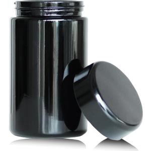 Black Glass Airtight Storage Container Jar 100ml with UV Protection for Spice Coffee