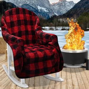 Chair Blanket for Adirondack, Reversible Faux Rabbit Fur Chair Cover for Adult Soft Warm, Waterproof Camping Outdoor Seat Cover for City Bonfires Patio, Portable