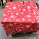 Peva Vinyl Tablecloth, 52" x 70", WINTER CHRISTMAS, SNOWFLAKES ON RED