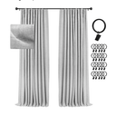 INOVADAY 100% Blackout Curtains for Bedroom, Black Out Curtains 84 Inch Long, Clip Rings Linen Blackout Drapes, Thermal Insulated Room Darkening for Living Room, 2 Panels - Grey,W50xL84