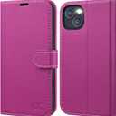 OCASE Compatible with iPhone 13 Wallet Case, PU Leather Flip Folio Case with Card Holders RFID Blocking Kickstand [Shockproof TPU Inner Shell] Phone Cover 6.1 Inch 2021 (Litchi Rose)