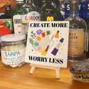 Painting Gifts for Women Men, Birthday Christmas Gifts for Artist Art Lover Students Painter, Art Lover Gifts for Teacher, Artist Birthday Gifts, Artist Decor Sign, Create More Worry Less