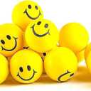 Neliblu 24 Pack Stress Balls for Kids and Adults - 2" Stress Ball in Bulk - Neon Yellow Squishy Balls with Smiley Faces - Fun Party Favors for Classroom, Goodie Bags, and Fidget Toys for Kids
