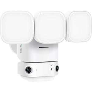 winees Floodlight Camera, 2K HD Dual-Lens Outdoor Security Camera | 180 Degree Panoramic Motion Detection, 3000 Lumens, Color Night Vision, 110dB Siren, 2-Way Audio (White)