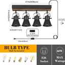 4-Light Plug-in Track Lighting, Adjustable Ceiling Spotlight,Industrial Black Kitchen Track Lighting Fixtures Ceiling for Living Room, Dining Room, Hallway,Bathroom.