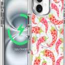 Case for iPhone 16 Compatible with MagSafe Classic Hybrid Magnetic Phone Clear Case Drop Protection Scratch-Resistant Back, Disco Ball Chili