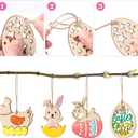 Toyvian Easter Wooden Cutouts Ornaments, 48Pcs Blank Unfinished Wood Hanging Tags with Markers for DIY Craft Springtime Flower Butterfly Crafting Supplies for Birthday Party Holiday