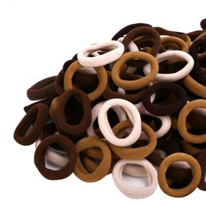 Mini Hair Ties for Girls, Toddlers and Infants - Tiny No Damage Ponytail Holders and Bands (Diameter 1 Inch, 4 Colors) (Brown series)