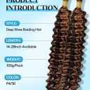 100% Unprocessed Human Hair for Braiding, #4/30 Brown with Auburn Highlights Pre-Separated Curly Bulk Hair, 12A Grade Deep Boho Braiding Hair Extensions, Real Human Hair,18 Inch 100g 2 Bundles