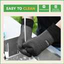 GEEKHOM BBQ Gloves Heat Resistant Oven Mitts - Silicone Grilling Gloves with 13.7" Arm Protection - Waterproof Pot Holder Non-Slip for Men & Women, Kitchen Outdoor Cooking, Baking, Camping, Gray L