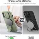 SURITCH for iPhone 13 Pro Case with Magnetic Camera Slide Cover and Adjustable Kickstand, Compatible with MagSafe, Shockproof Bumper Case Slim Protective Cover for iPhone 13 Pro 6.1 Inch, Green
