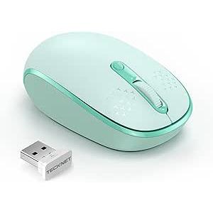 TECKNET Wireless Mouse, 2.4G Quiet Computer Mouse with USB Receiver, 4 Buttons Portable Cordless Mice for Chromebook, Laptop, PC, Mac, 800/1200/1600 DPI - Mint Green