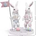 Hodao Astronaut Bunny Figurines, Artemis II Lunar Mission Inspired Space Decor, Resin Moon Rabbit Statues with Flag & Eggs, Cute Astronaut Gifts for Space Lovers, Office & Home Desk Decor
