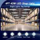 hykolity 4 Pack 4FT LED Shop Light Linkable, 4400lm, 42w(250w Equivalent), 5000K Utility Shop Lights, Hanging or Flush Mount, with Power Cord and On/Off Switch