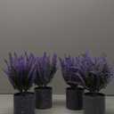 Fake Plants Lavender- 4 Pack Small Artificial Plants Indoor Faux Potted Lavender Flower Purple Rustic Decor for Home Bathroom Bedroom Windowsill Kitchen Shelf Office Coffee Table Centerpiece