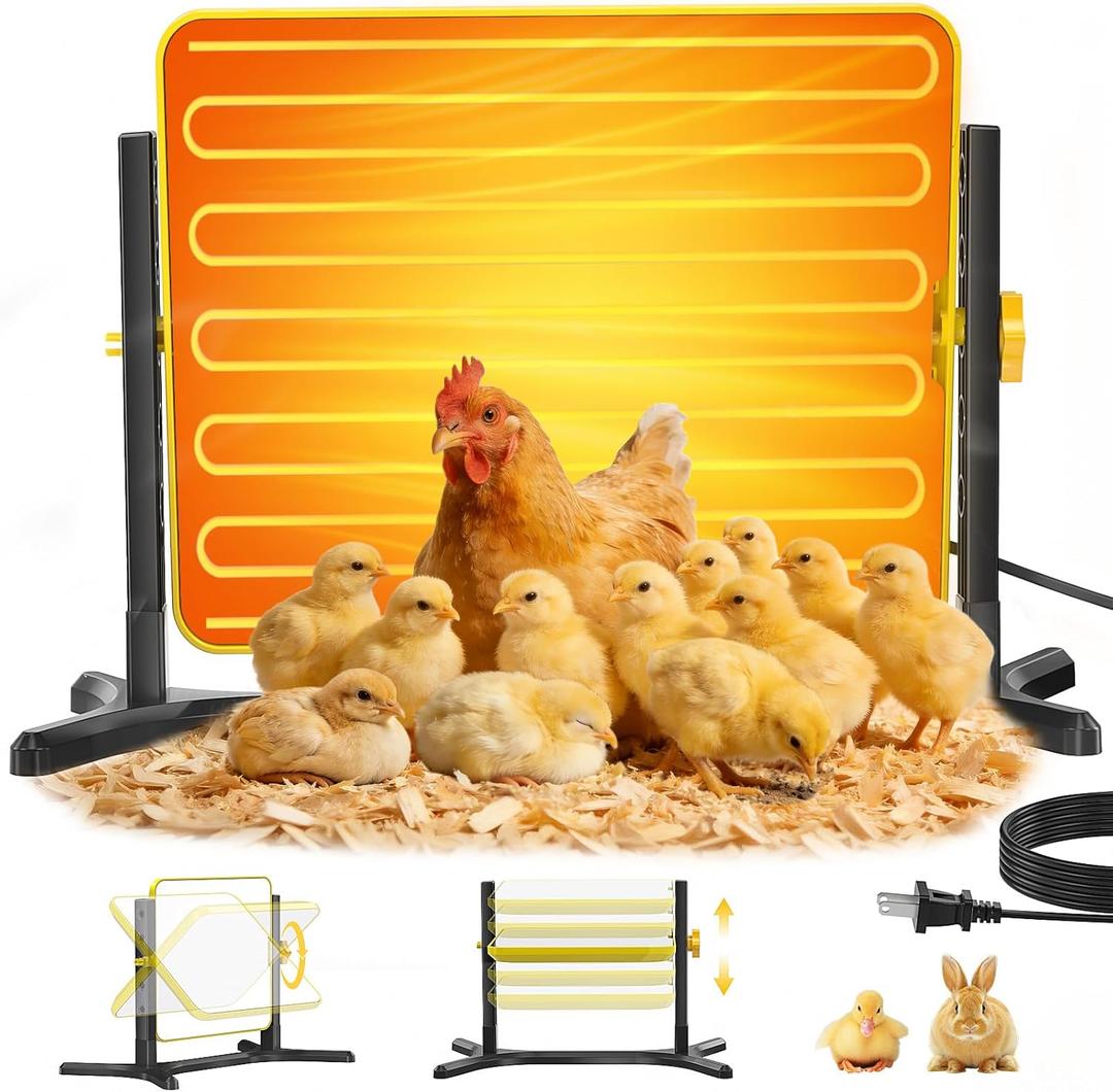 Brooder Plate for Chicks, 50-158F Brooder & Chicken Heater, UL Certified Radiant Chick Heat Plate for Poultry, 5-Height & 360 Adjustable Angle, Winter Heating