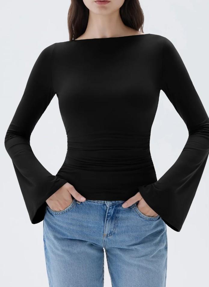 Buttery Soft Crew Neck Shirt - Bell Sleeve Size, S