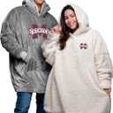 FOCO NCAA unisex-adult Reversible Oversized Sherpa Hoodie Sweatshirt Big Logo Hoodeez (Team Color) One Size