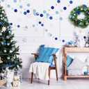 Outus 10 Pieces Silver Round Dots Garland Graduation Party Hanging Decor Each Length 13.1ft Glitter Paper Dot Streamers for Birthday Wedding Classroom Supplies (Blue)
