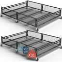 Under Bed Storage with Wheels Heavy Duty Large Metal Storage Container (70lb load), Low Profile Rolling Organizer with Removable Rubber Wheels, Easy Access for Clothes, Shoes & Blankets, 1 pack.