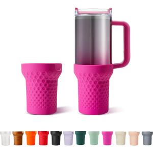 Silicone Boot Cover for Stanley Cup Accessories,Silicone Water Bottle Sleeve for Stanley Quencher H2.0 and Quencher Adventure Tumbler 40 oz Cup - Water Bottle Cover (Rose Red, 40oz) (Hot Pink)