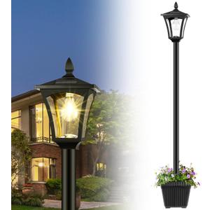 72" Solar Outdoor Light with Planter,Waterproof Solar Post Lamp Ligts, Garden Lights for Backyard, Pathway, Patio,Lawn, Driveway Decor
