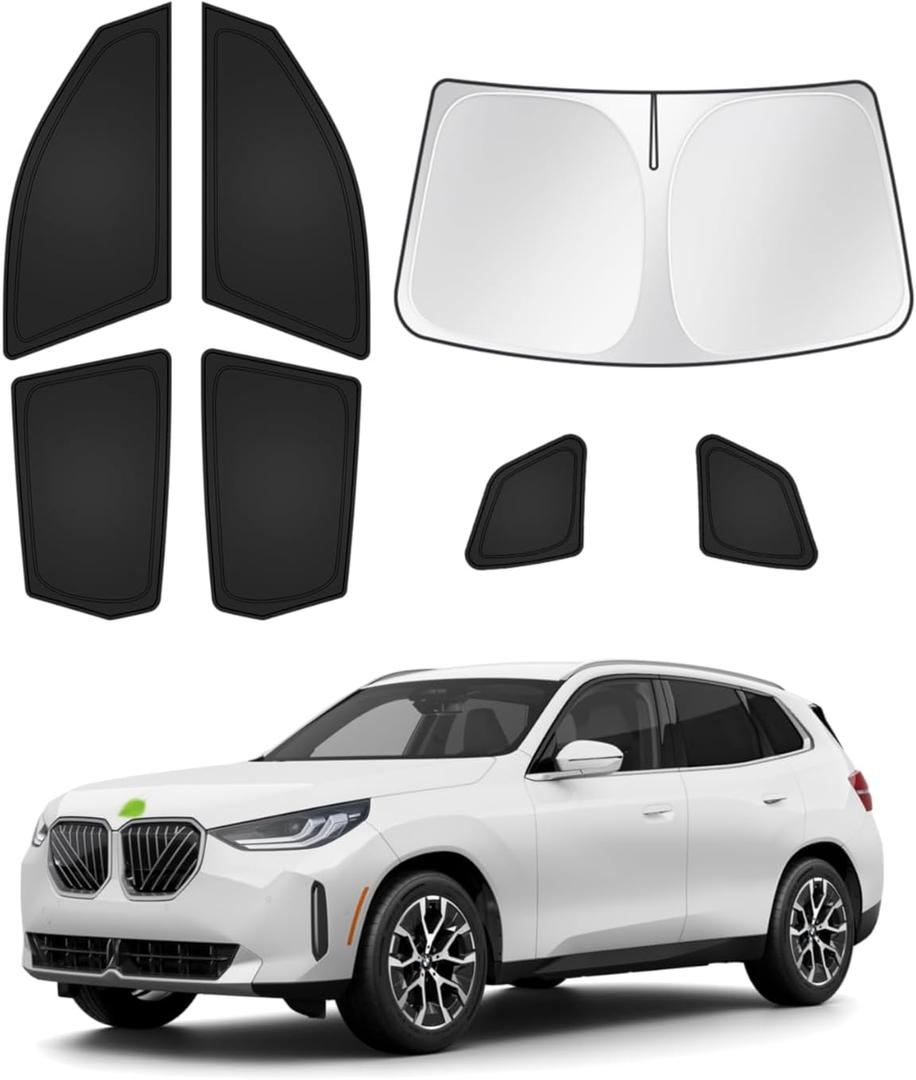 Sunshades for 2025 2026 BMW X3 Accessories Windshield Sun Shade Side Rear Window Shade Cover Sun Visor Shield Privacy Protection for Camping Keep Vehicle Cool Black 7PCS