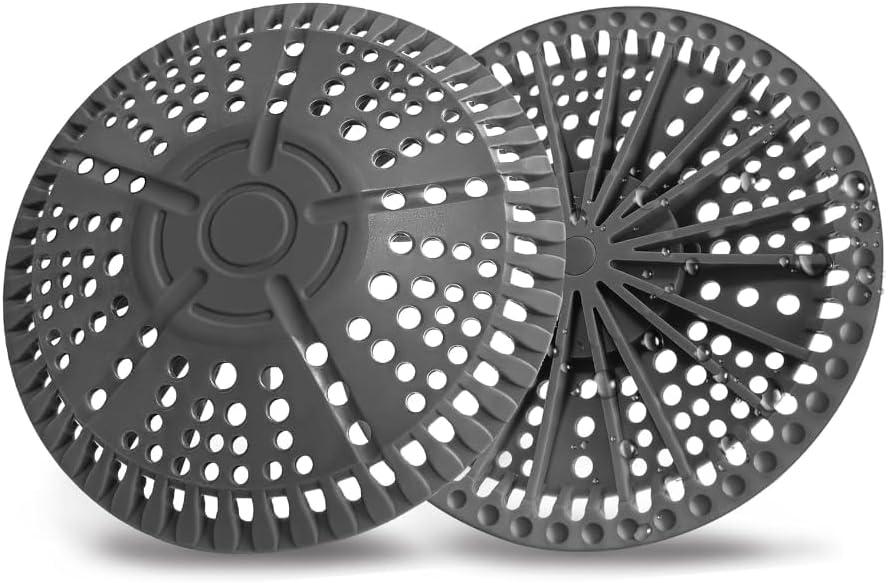 2 Pack Shower Drain Hair Catcher-Hair Catcher Shower Drain, 5.5in Premium Silicone Shower Drain Cover - Hair Drain Catcher Strainer for Bathroom, Tub & Sink, Non-Slip Flat Drain Protector, Easy Clean