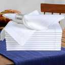 BEDDING CRAFT Set of 12 Cotton Cloth Dinner Napkin 18x18 White with Hemstitched Mitered Corners  Perfect for Wedding Dinner Parties and Table Decorations, Cloth Napkins (18" x 18" (Set of 12), White By White)
