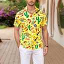 Cinco De Mayo Shirts for Men Mexico Button Down Shirt Hawaiian Tropical Tees Summer Short Sleeve Outfit (Black, S)