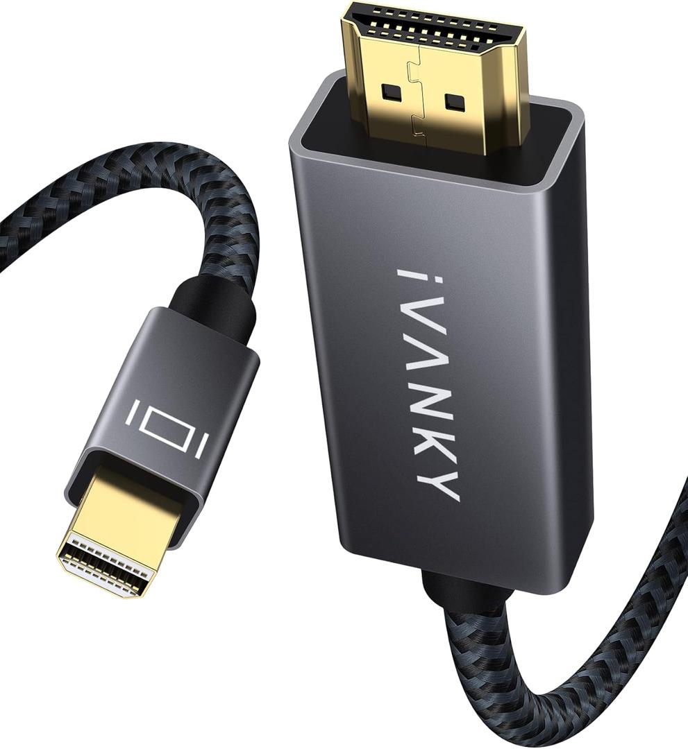 IVANKY 4K Mini DisplayPort to HDMI Cable, 4K@60Hz Thunderbolt 2 to HDMI, Alum Shell & Nylon Braided, High Speed Video & Audio Mini DP to HDMI for MacBook Air/Pro, Surface Pro, Monitor, Projector