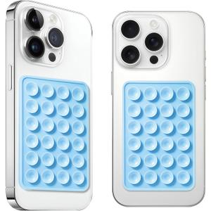 AZXYI Anteel 2 Pack Silicone Suction Phone Case Mount, Silicon Adhesive Suction Cup Phone Mount, Non Slip Sticky Phone Grip for Cellphone, Strong Grip Holder for Selfies and Videos (Baby Blue)