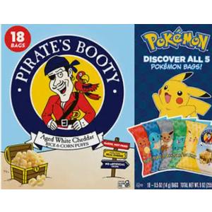 Pirate's Booty Pokémon Multipack, Aged White Cheddar Cheese Puffs, Gluten-Free, Kids Snacks, 0.5oz (18ct)
