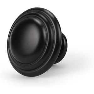 NIZADO Black Dresser Drawer Knobs 12 Pack, Solid Kitchen Cabinet Knobs, Stepped Round Handle Pulls for Bedroom Bathroom, Diameter: 1.32 Inch(33.5mm)