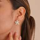 VRIUA Starfish Earrings for Women - 14K Gold/Silver Plated Dainty Starfish Seashell Earrings Hypoallergenic Summer Beach Ocean Inspired Jewelry