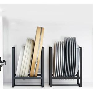 2PCS Plate Holders Organizer, Metal Dish Storage Dying Display Rack for Cabinet, Counter and Cupboard - Black