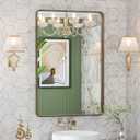 LOAAO 24X36 Bronze Bathroom Mirrors for Vanity, Rounded Rectangle Brushed Bronze Metal Frame Mirror, Anti-Rust, Hangs Horizontally or Vertically