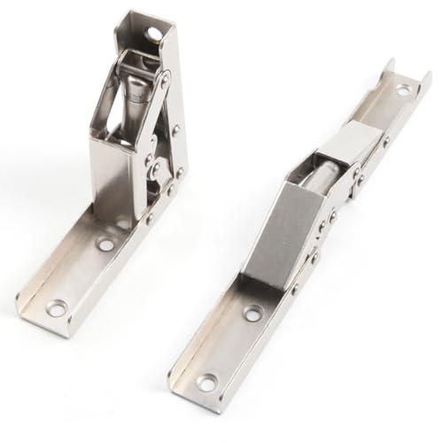 HBL' 4 Pack 90 Degree Folding Hinge Bracket for Pull Down Shelf, Cabinet Drawers, Attic Door or DIY Projects