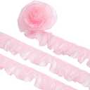 BENECREAT 8 Yards Pink Organza Ruffled Pleated, 3.7 Inch Organza Ruffled Fabric Lace Fabric Trim for Halloween Sewing Dress Bag Costume Decoration Trimming Craft