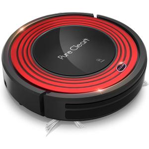 SereneLife Robot Vacuum Cleaner and Dock - 1500pa Suction w/ Scheduling Activation and Charging Dock - Robotic Auto Home Cleaning for Carpet Hardwood Floor Pet Hair - Pure Clean PUCRC95, Red
