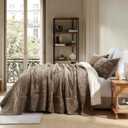 Velvet California King Size Quilt, Oversized California Comforter Set Mocha Brown Bedding Set (118”*106”) with 2 Pillow Shams, Luxurious Quilt Set,All-Season 3 Pieces