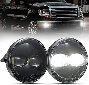 BUNKER INDUST f150 LED Fog Lights Compatible with Ford F-150 2009 2010 2011 2012 2013 2014, 1 Pair OEM Replacement Front Bumper Driving 4.5" Round Fog Lamp Kit
