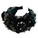 Big Wide Chunky Flower Headbands for Women Fashion Floral Crystal Bead Stone Rhinestone Decorative Embroidered Girls Hairbands (wide black)