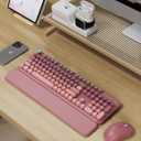 Wireless Keyboard and Mouse Combo, Typewriter Keyboard with Detachable Wrist Rest, Full-Size Retro Round Keycaps, Smart-Sleep, 2.4GHz Stable Connection for Mac/Windows/PC, Trueque(Ombre Dusty Rose)