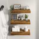 QEEIG 10" Deep Floating Shelves for Wall - 10 x 16 inch Book Shelf Bathroom Bedroom Kitchen Living Room Hanging Bookshelf Farmhouse Set of 3, Rustic Brown (025-40BN3), 10"D x 15.7"W