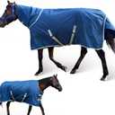 Horse Turnout Blanket, Medium Weight Winter Blanket for Horses, 220g Filling,1200 Denier Waterproof &Breathable/Detachable Neck Cover (Navy Blue, US72IN(EU135CM))