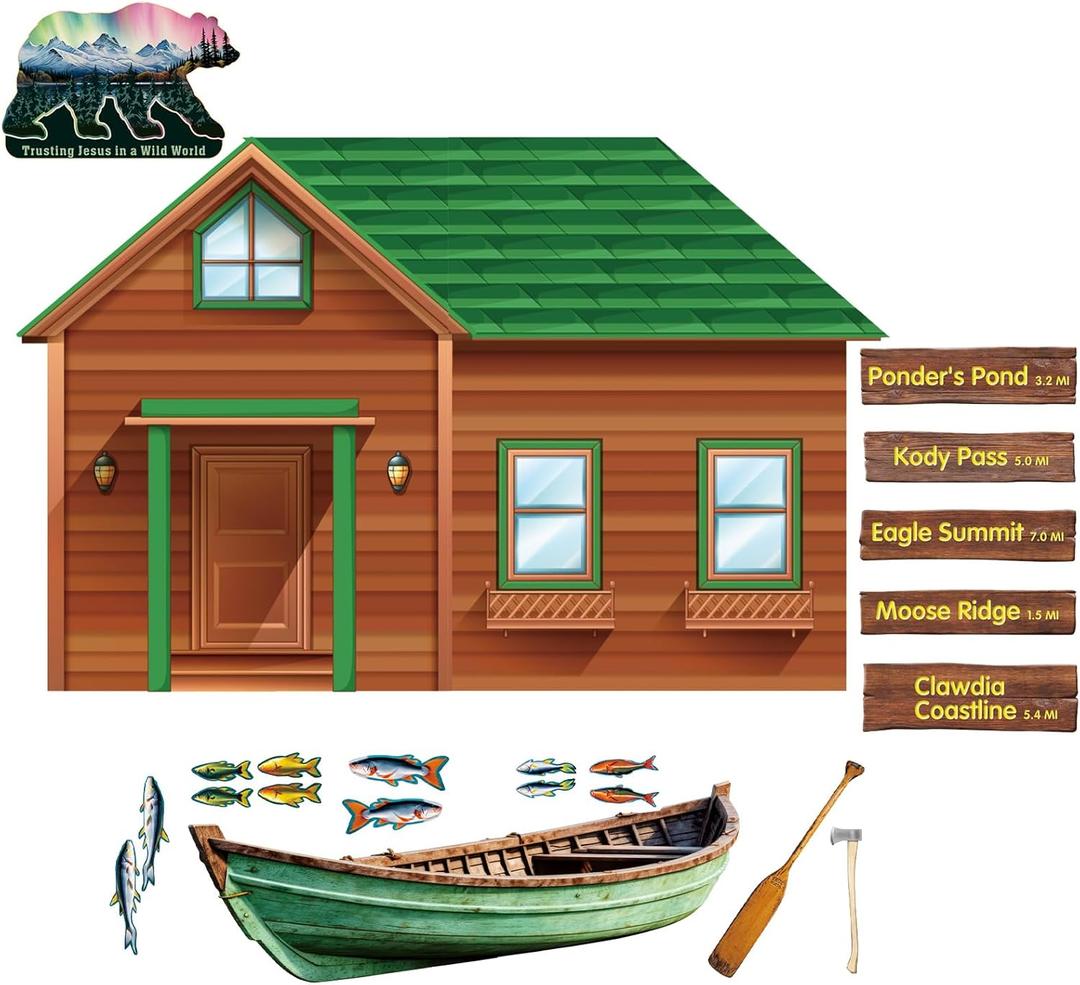 Marspark 6 Pcs Welcome Back to School Bulletin Board Backdrops Paper North Poster Trust Jesus in a Wild World Backdrop Aurora Fishing Boat Decorative Background for Classroom Office VBS Decorations